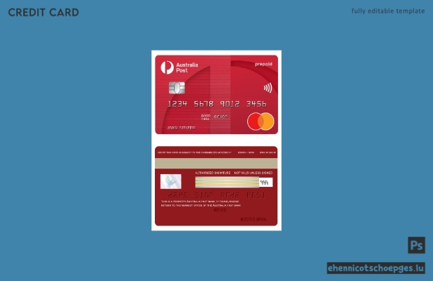 Beispielvorschau der Prepaid-Mastercard der Australia Post Bank